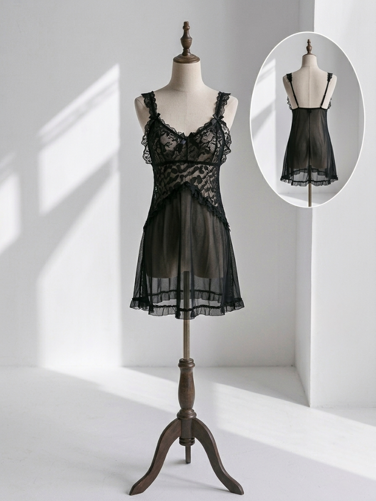 black sheer babydoll dress Mesh – Animal Lace Bodice Lingerie Slip – Fashion Insider Homecoming & Party SIZ:6 Twirl around in this Black Wedding Guest Dresses