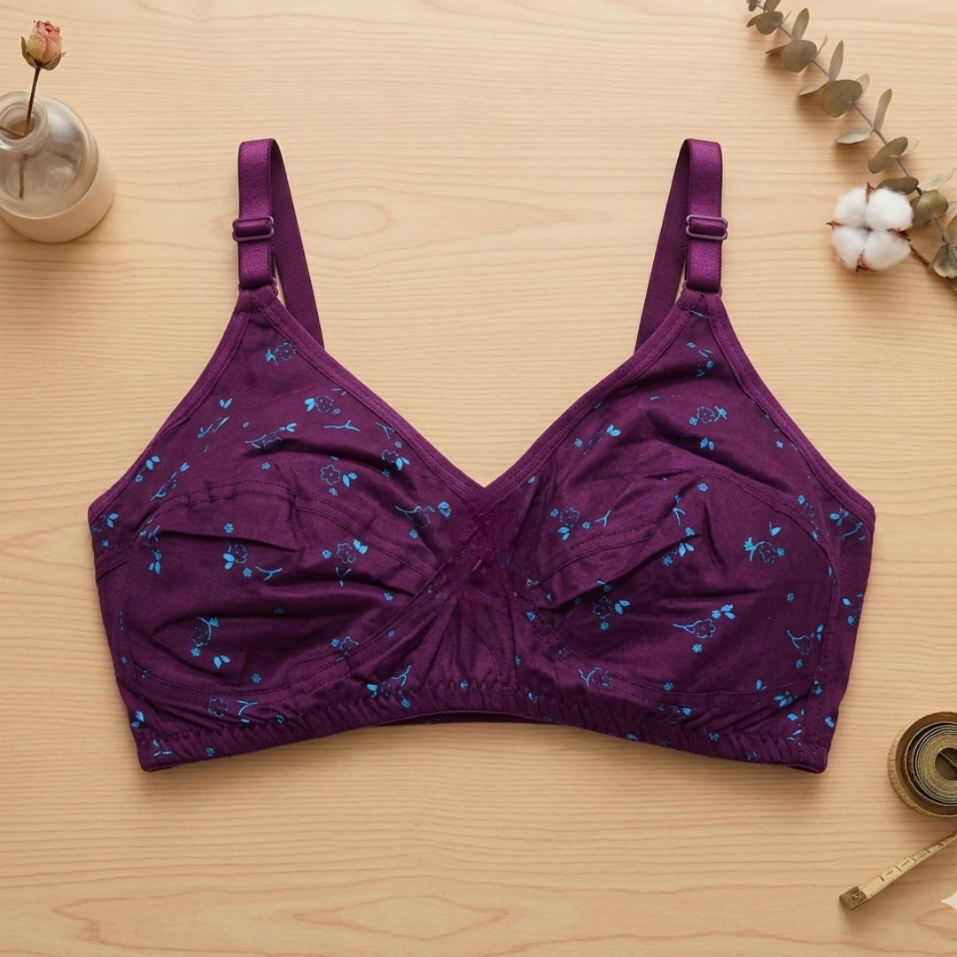 Purple Floral Cotton Bra | Fashion Insider