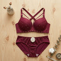 Wine Strappy Studded Bra Set | Fashion Insider