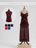 Sheer Lace Ruffle Maxi Slip Dress – 5 Colors