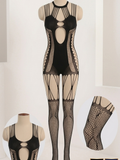 Black Fishnet Bodystocking Catsuit – Full Body Lingerie Stocking