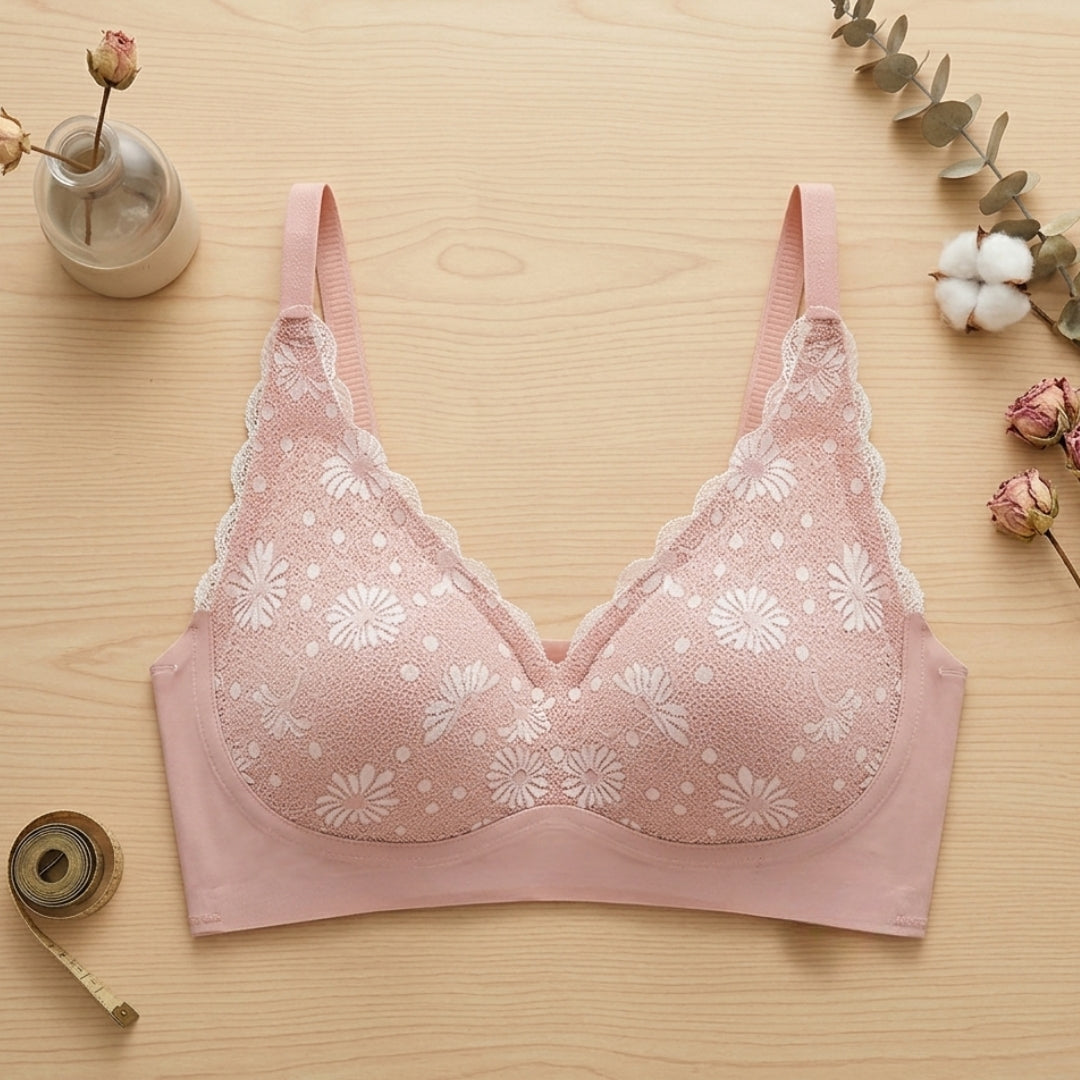 Blush Floral Lace Wireless Bra | Fashion Insider