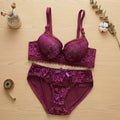 Wine Lace Push-Up Bra Set | Fashion Insider