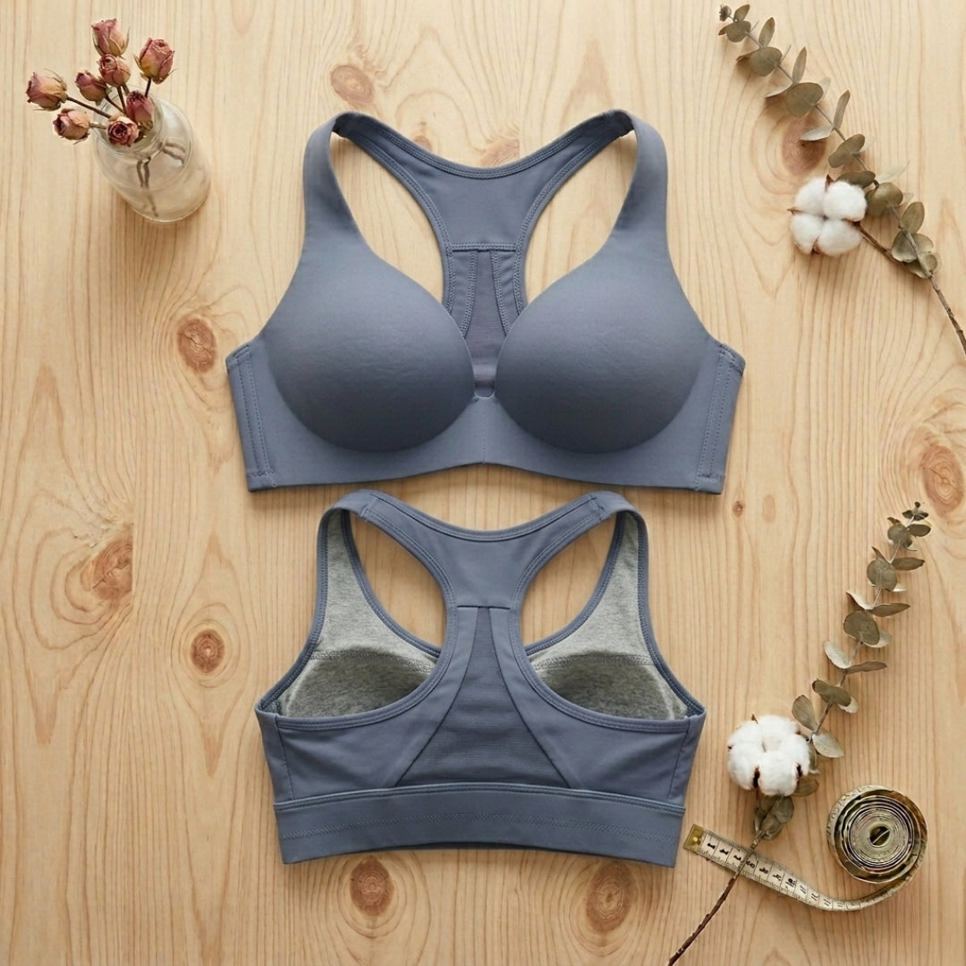 Grey-Blue Racerback Sports Bra | Fashion Insider